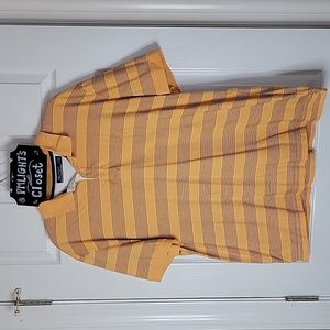Nautica XL Polo Shirt Short Sleeve Peach Navy Stripes